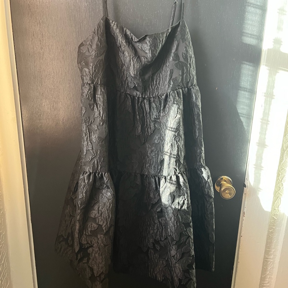 J. Crew Black Textured Floral Print Dress